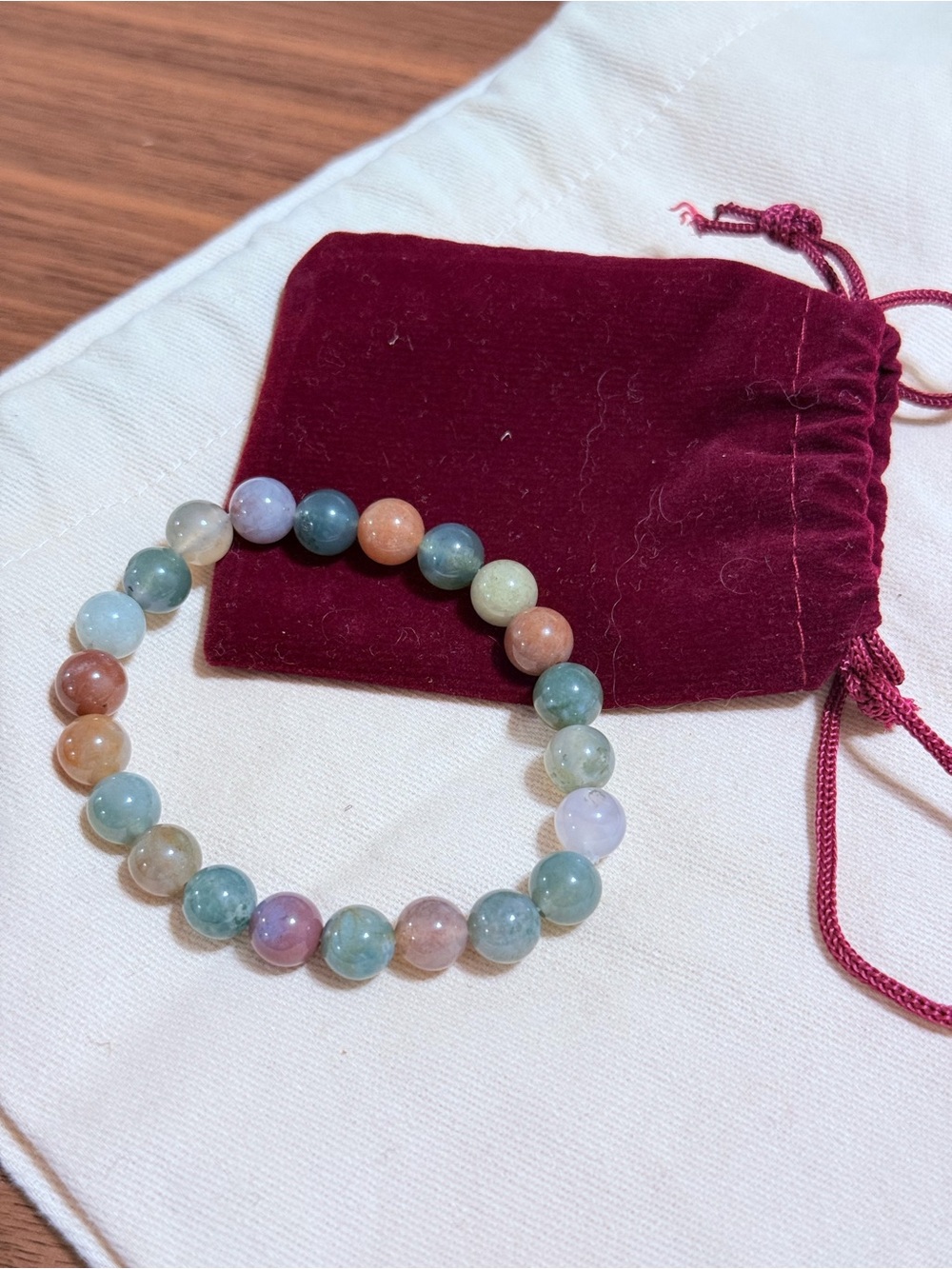 Multicolor Beaded Stretch Bracelet - Pastel Gemstone Look